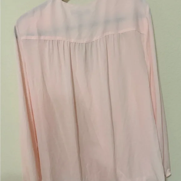 Blush Pink Wrap Blouse | Long Sleeve Draped V-Neck Top | Elegant Chiffon Style - Picture 8 of 11